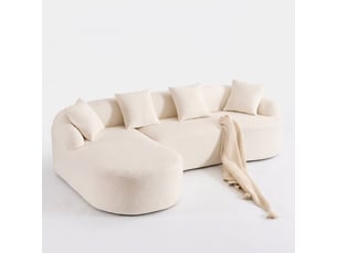 Canapé d'angle courbé avec méridienne gauche 243 x 150 cm sans montage, chenille douce