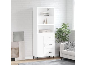 Buffet haut - bahut - meuble de rangement blanc 69,5x34x180 cm bois d'ingénierie