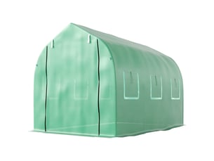 Serre de jardin tunnel serres tunnel 6 m² avec 6 fenêtres porte à fermeture éclair toile pe structure fer galvanisé vert