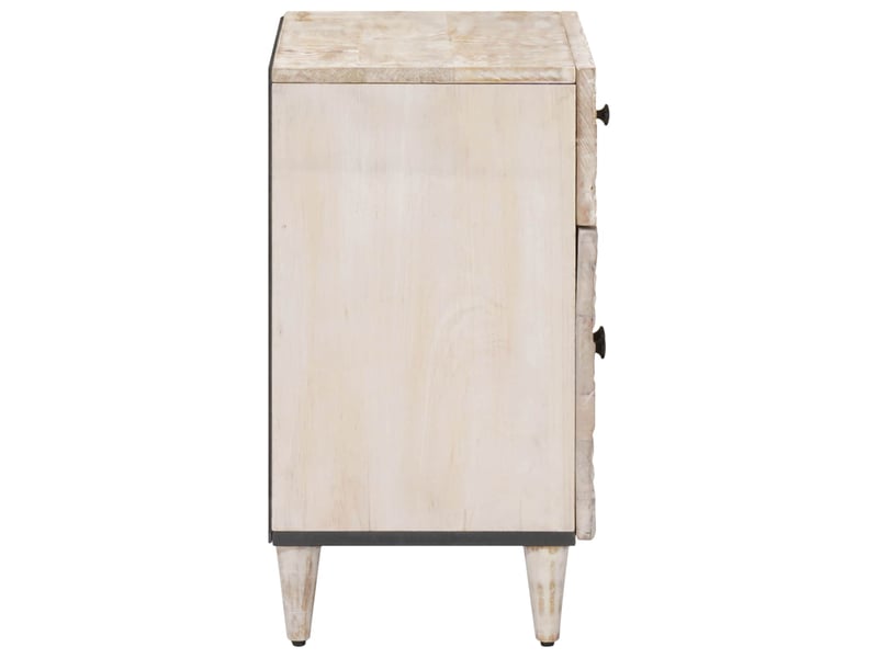 Table de chevet - table de lit blanc 50 x 33 x 60 cm bois de mangue massif - Conforama C