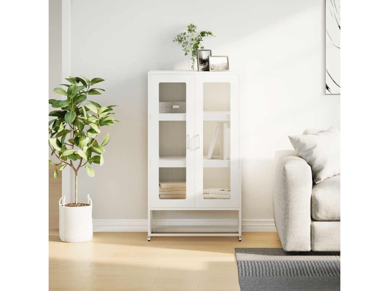  Buffet haut - bahut - meuble de rangement blanc 68x39x123 cm acier  - Conforama D