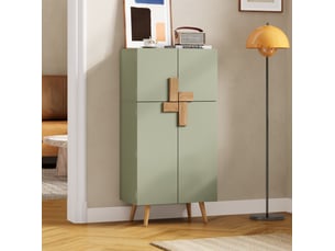 Buffet de cuisine 4 portes vert en mdf avec étagères réglables, rangement pratique pour votre intérieur