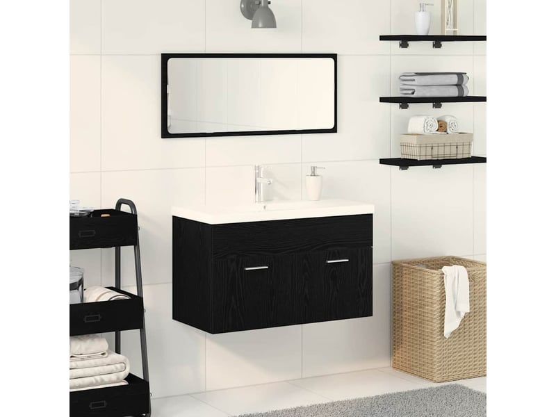  Armoire de salle de bain, cabinet de salle de bain chêne noir 90 x 38,5 x 46 cm cf65072  - Conforama B