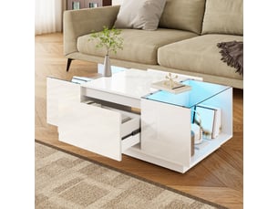 Table basse rectangulaire coloris blanc <strong>MERAX</strong> <strong>table basse blanc</strong> - 50 cmx105 cm