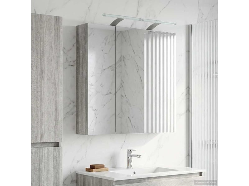 Armoire miroir de salle de bain, cabinet de salle de bain gris sonoma 70 x 14,5 x 70 cm cf65173 - Conforama B
