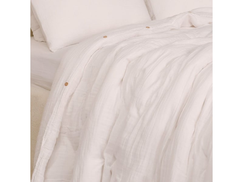  Parure housse de couette 260x240cm + 2 taies 100% gaze de coton lavée écru - valma VALMA - Conforama D