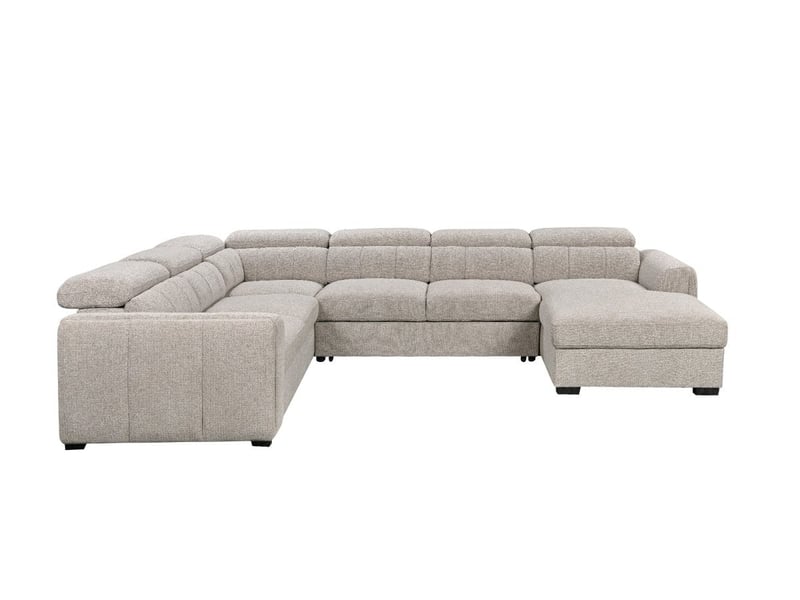  Canapé panoramique convertible avec coffre en tissu bouclette taupe najah - angle droit KF8047-2A2M-TAU - Conforama E