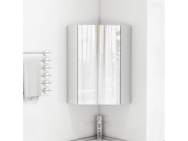 Armoire à miroir d’angle 32.5x32.5x55.6 cm trois faces miroir mdf blanche  - Conforama B