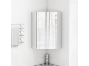 Armoire à miroir d’angle 32.5x32.5x55.6 cm trois faces miroir mdf blanche