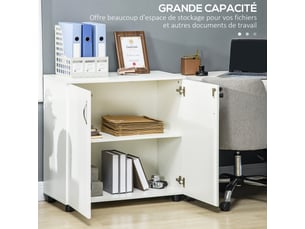 Armoire de bureau à 2 niveaux, meuble de rangement bureau avec 2 portes, serrures et clés, blanc, 80x40x80cm