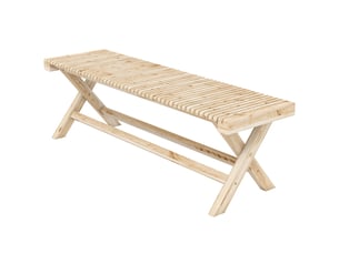 Banc de jardin en bois massif, banquette de jardin avec assise à lattes effet bois, 140 x 40 x 43 cm, bois naturel