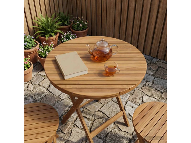 Vidaxl plateau de table ø 80 x 3,5 rond bois de teck massif naturel - Conforama B