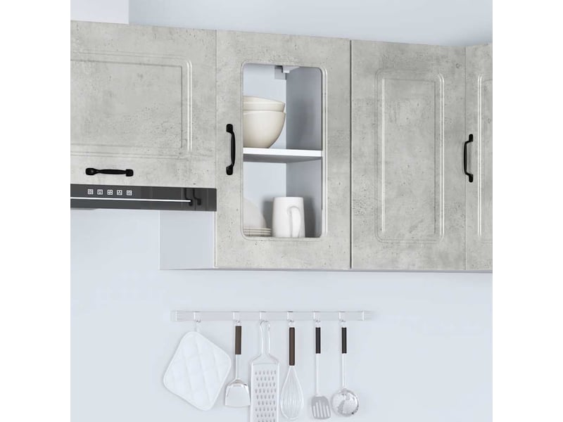  Armoire murale de cuisine avec porte en verre kalmar gris béton shl5200  - Conforama D