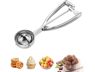 Cuillère à glace, 5cm cuillère à glace en acier 304 inoxydable cuillère à glace avec déclencheur, professionnelle crème glacée scoopers pour fruits gl