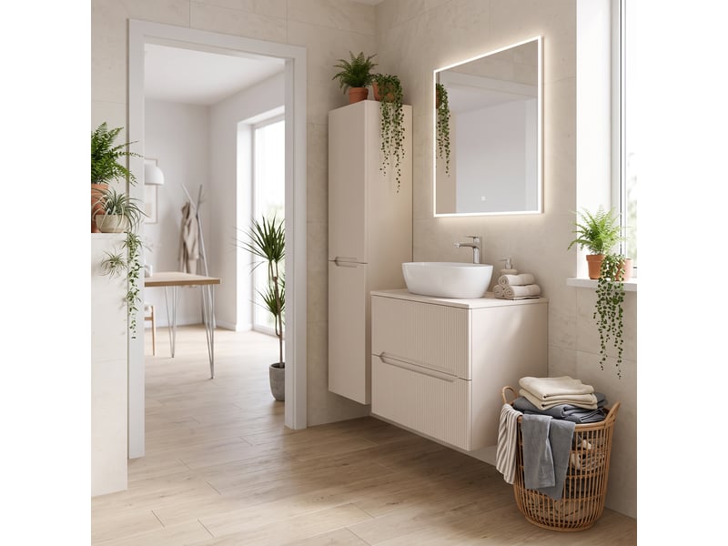  Ensemble meuble sous vasque et colonne novo l.80 cm cachemire mat  - Conforama B