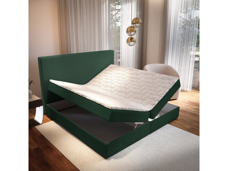  Boxspring giarro 200x200 cm, lit complet avec matelas, vert  - Conforama C