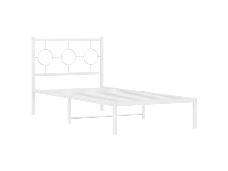  Lit simple- lit adulte -  cadre de lit métal sans matelas avec tête de lit blanc 90x200cm  - Conforama B