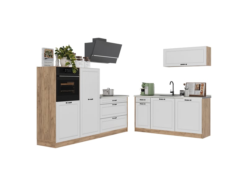  Vicco cuisine, blanc campagnechêne doré, 220cm sans plan de travail  - Conforama E