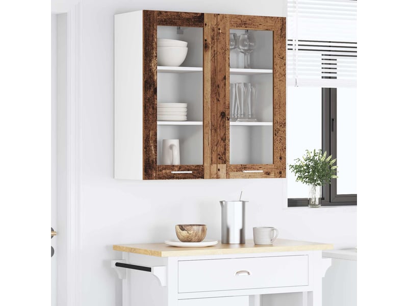 Meuble de rangement cuisine, armoire suspendue 2 pcs bois ancien bois d'ingénierie shl4472 - Conforama D