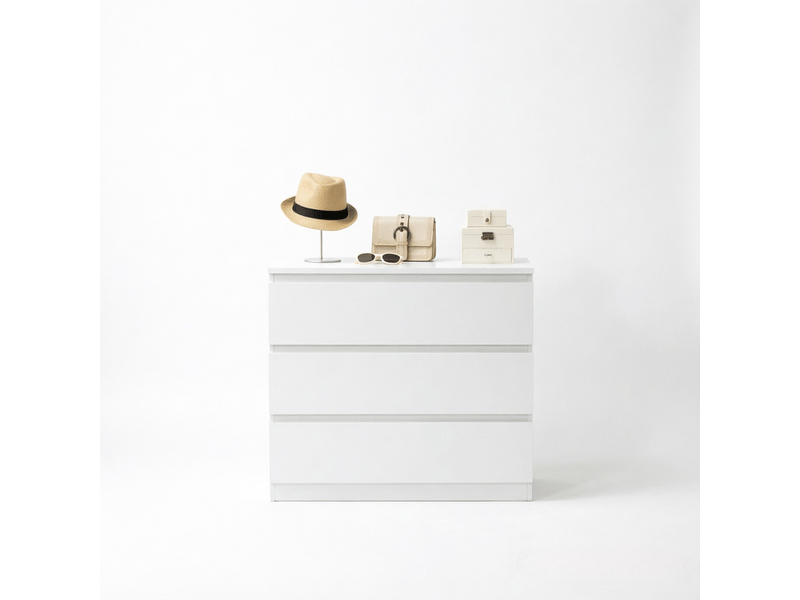  Commode 3 tiroirs sans poignées blanc 80 x 39 x 73 cm T5828P561735 - Conforama A
