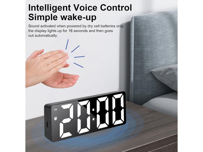 Réveil numérique led,alimenté par usb, avec 3 modes de répétition, matin numerique avec temps date température somnoler luminosité réglable horloge - Conforama E