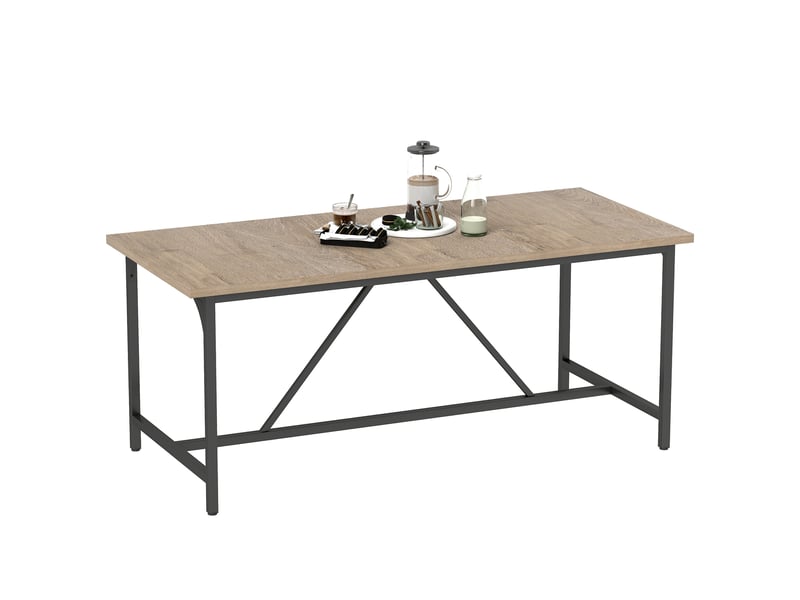 Table à manger pour 6 à 8 personnes. Table de cuisine rectangulaire moderne aspect bois, 180 x 80 x 75,5 cm, naturel.  - Conforama A