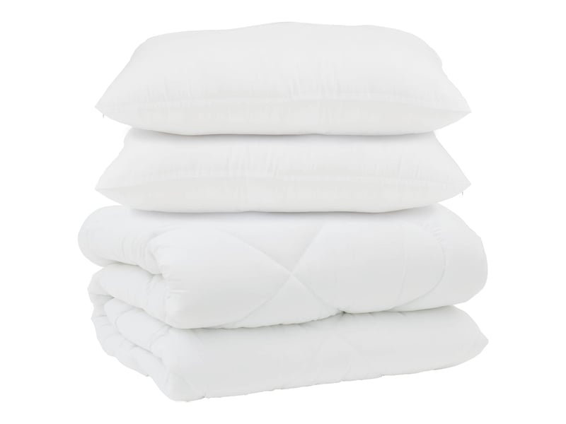  Couette avec oreillers 3 pcs - duvet blanc microfibre et plumes d'oie  - Conforama A