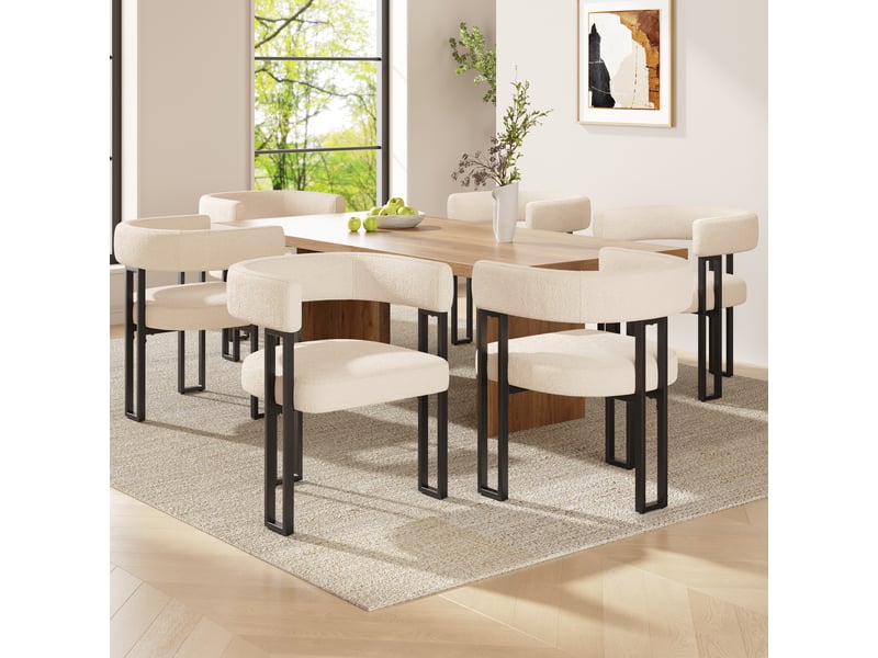  Lot de 6 chaises en tissu et métal coloris beige chaise beige - Conforama B