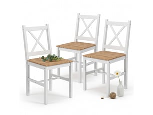 Lot de 4 chaises design style maison de campagne, cadre blanc, parfaites pour salle à manger, cuisine ou salon