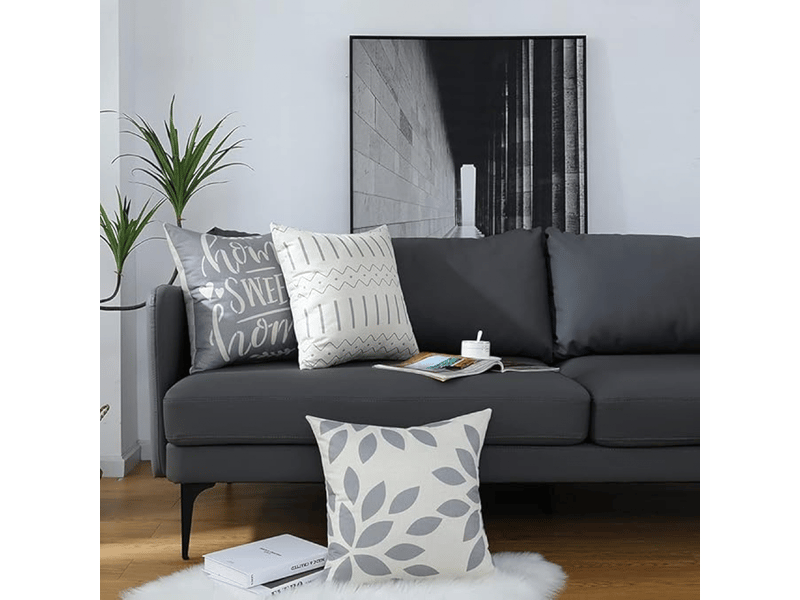  Housses de coussin, housses de coussin 45 x 45 cm lot de 4 housses de coussin carrées grises 18 x 18 cm lot de 4 pour patio extérieur jardin salon canapé d  - Conforama E