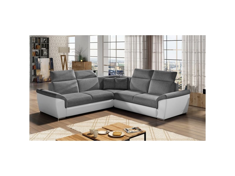  Canapé d'angle frederico gris foncé symétrique avec coffre 266x266cm  - Conforama A