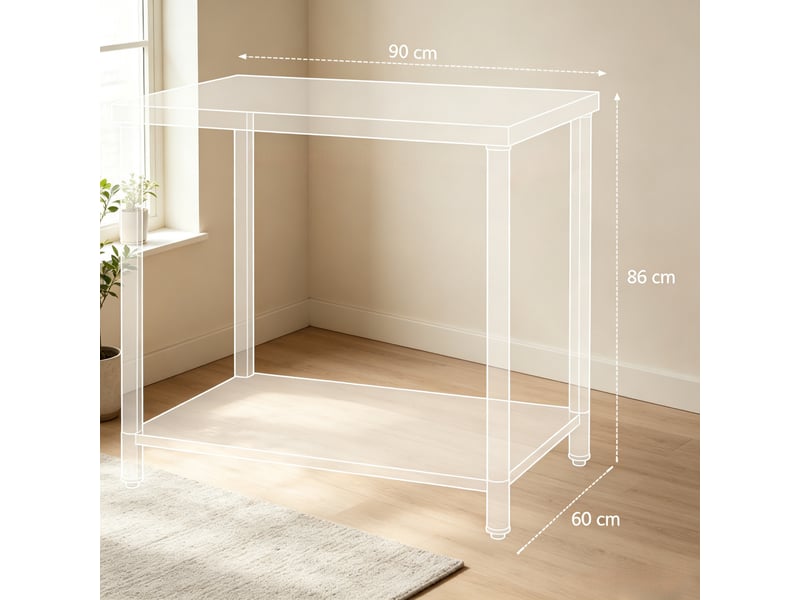  Table de travail en acier inoxydable muvano table inox à 2 niveaux argenté dimensions 90 x 60 x 86 cm  - Conforama E