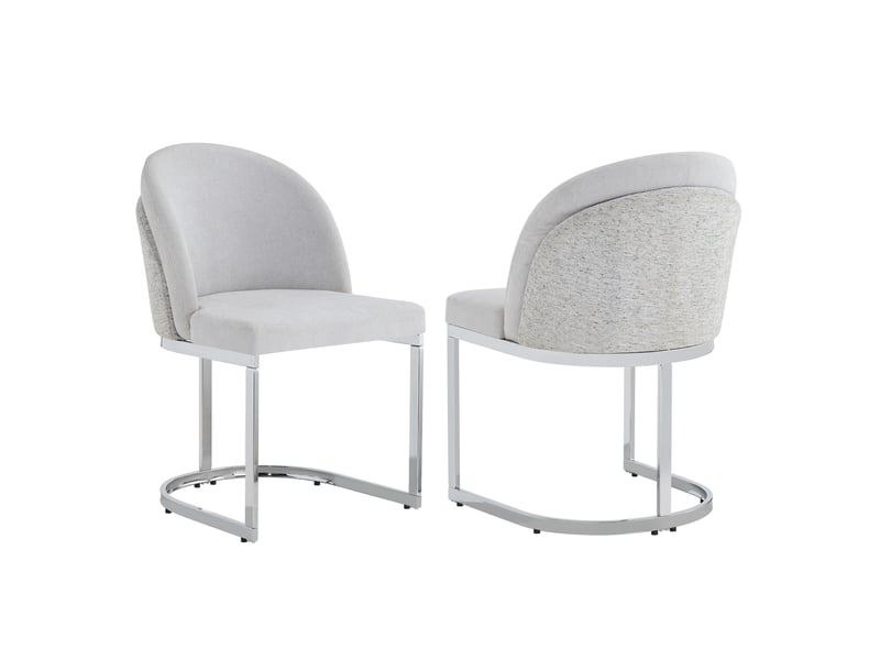  Lot de 2 chaises de salle à manger 58×52x85cm, acier gris et argent, dossier double, bâti stable, design moderne  - Conforama A