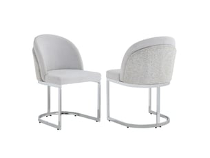 Lot de 2 chaises de salle à manger 58×52x85cm, acier gris et argent, dossier double, bâti stable, design moderne