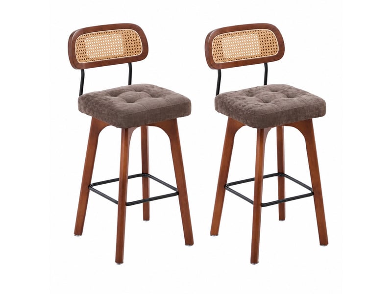 Lot de 2 tabourets de bar 44x51x96 cm en chenille avec dossier pivotants et réglables en hauteur marron chicfurn - Conforama A
