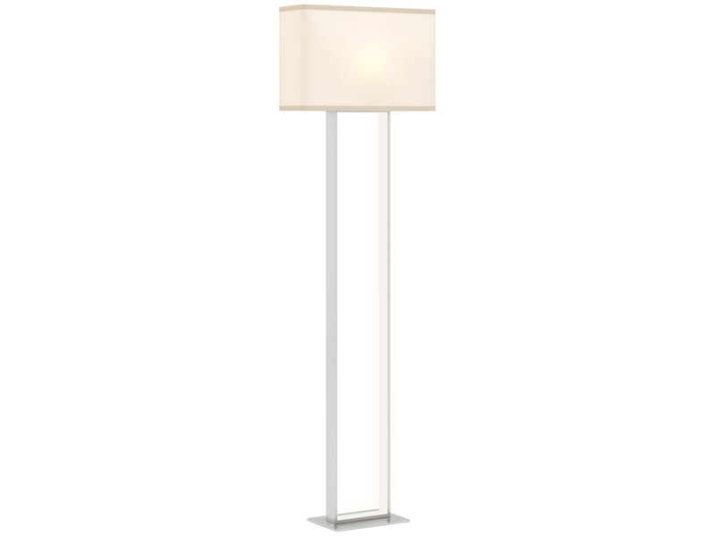  Lampadaire moderne, 3 modes d'éclairage, interrupteur au pied, luminosité réglable, aspect lin, blanc  - Conforama B