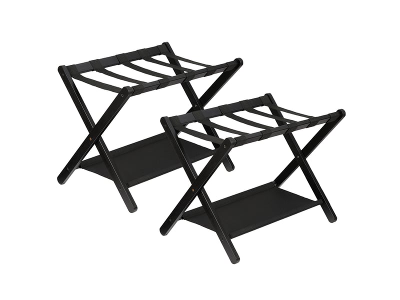 Lot de 2 porte-bagages pliant de luxe en bambou avec étagère, sangles nylon résistantes, charge 50 kg – chambre, salon, hôtel,noir PHK_37RDKALH - Conforama A