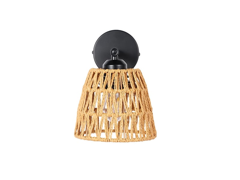  Applique murale orientable en rotin noir ampe de chevet pour mur, confortable, en osier, pour chambre à coucher et salon  - Conforama A