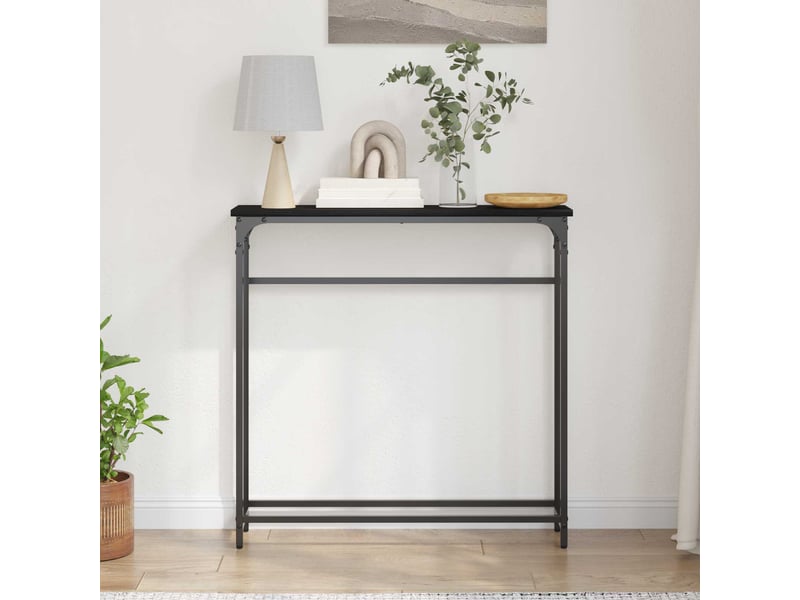  Table console - table d'appoint - table d' entrée chêne noir 75 x 19,5 x 75 cm bois d'ingénierie  - Conforama D