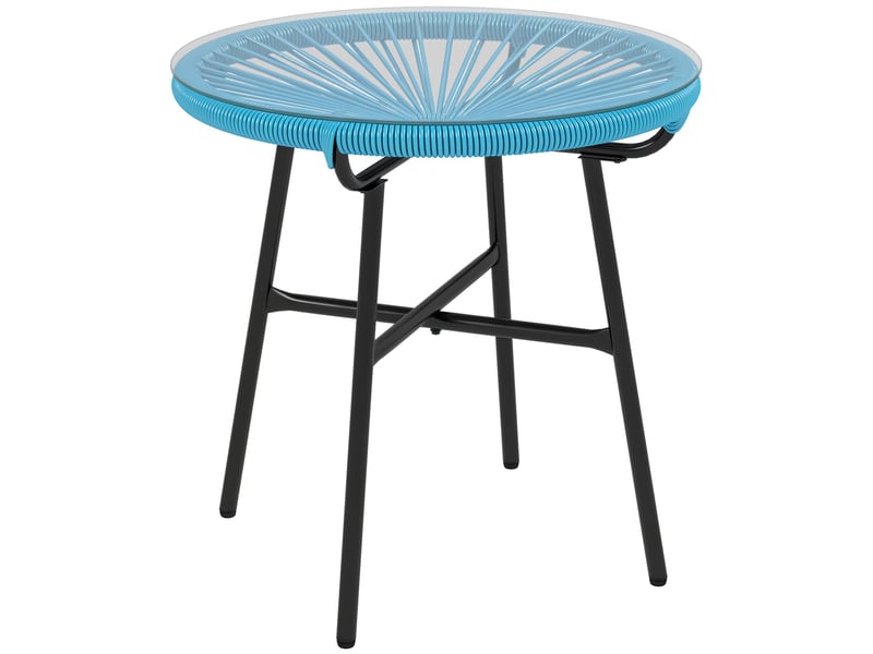  Table basse de jardin ronde métal bleu 50x50x50cm  - Conforama B