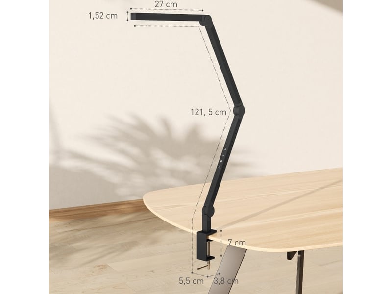  Lampe de bureau led à pince 121,5 cm – noire – 96 led, lumière réglable, bras articulé en aluminium  - Conforama C