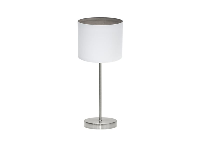  Fabrilamp tatiana lampe à poser nickelé blanc effet bois gris, abat-jour textile finition bois, 1 x e14, 42 cm 189171083 - Conforama A