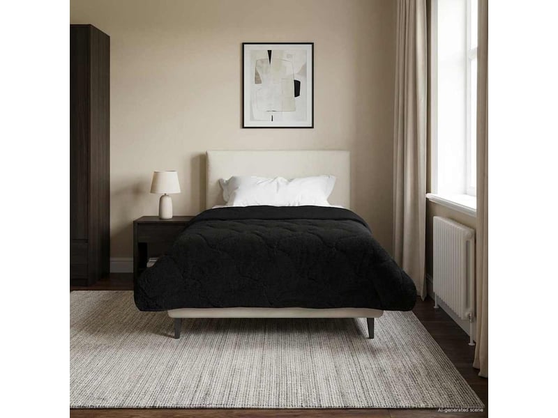 Duvet - couette complet toute l'année matelassé noir 155 x 200 cm  - Conforama D