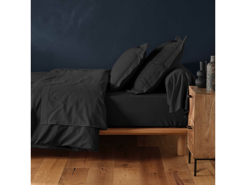  Pack literie protège matelas 140x190 imperméable + drap housse + 2 taies noir  - Conforama D