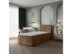 Lit avec rangement 100x200 cm <strong>MASSENO</strong> <strong></strong> coloris beige