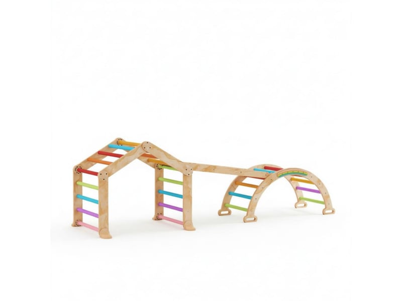 Triangle d’escalade multicolore pour enfants avec rampe réversible et toboggan - Conforama A