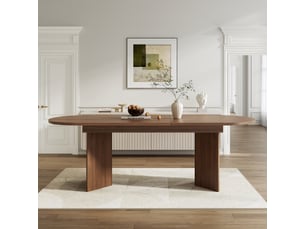 Table à manger extensible 140-180x90 cm, 6 à 8 personnes, plateau épais avec coins arrondis, mdf - noyer