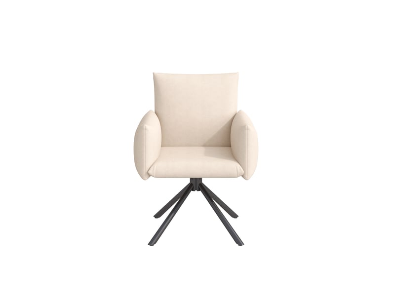 Lot de 6 chaises velours beige, sessel 4 pieds métal, 360° tournant, soutien lombaire, assise confortable - Conforama A