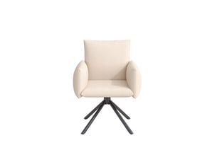 Lot de 6 chaises velours beige, sessel 4 pieds métal, 360° tournant, soutien lombaire, assise confortable