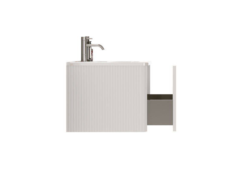  Meuble sous-vasque suspendu avec vasque push-to-open rainuré blanc 61 cm  - Conforama B